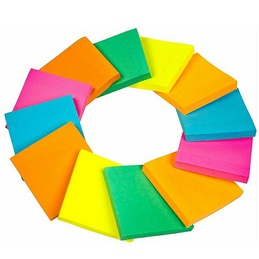 Package of 12 Multi Colored Sticky Notes